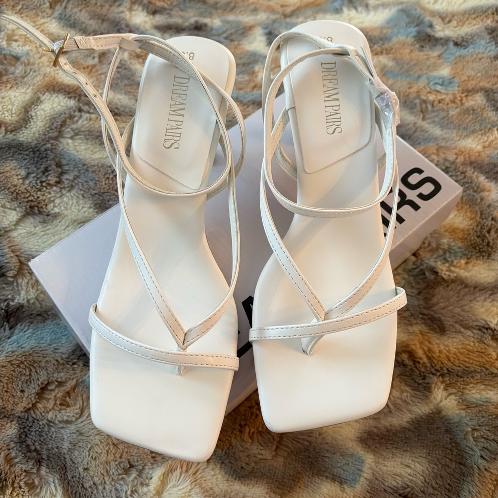 Dream Pairs Strappy White Heels